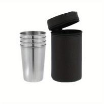4Pcs/set 30ml/70ml/170ml Outdoor Practical Stainless Steel Cups Shots Set Mini Glasses for Whisky Wine with Case Portable Drinkware Set KTY 170ml gray
