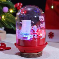 Luminous Rotating Christmas Music Box with Glass Cover pink