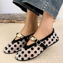 Korean Polka Dot Breathable Flat Bot Mary Women's Ballet Round Head Single Soft 43 balta