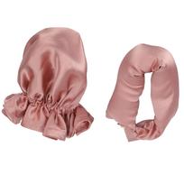 Women Heatless Hair Curler Headband Portable Satin Sleep in Hair Curls Headband Dusty Pink brown