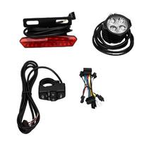 Electric Bike Light Set LED Headlight Tail Light with Handlebar Control Switch for Electric Bicycle Accessories black
