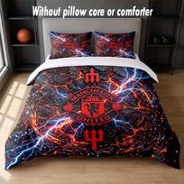 Manchester United Design Bed Bedding Set 1 Duvet Cover + 2 Pillowcases Soft Breathable Household Bed Linens 135cm*200cm gray