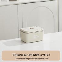 Cartoon 304 Stainless Steel Lunch Box with Lid - Portable Bento for Office Workers & Students smėlis