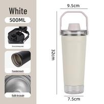 Stainless Steel Insulated Shaker Cup: Large-Capacity Portable Vacuum Travel Bottle 600ml kariškai žalia