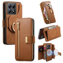 2 viename Nuimamas Užtrauktukas Kortelių Lizdas Piniginė Odinis Dangtelis Skirtas Xiaomi Redmi Note 13 Pro Plus 12 13C 14Tpro Magnetinis Nuimamas Dangtelis RM Note 13ProPlus 5G ruda