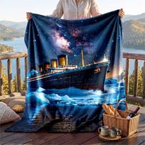 Warm Flannel Blanket Titanic Pattern, Lightweight Comfortable Throw Blanket for Bed Sofa Use 80cmx120cm