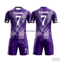2026 Fashion New AI Ronaldo No.7 3D Cool Quick-Dry Soccer Summer Kids T-Shirt and Shorts Set 130
