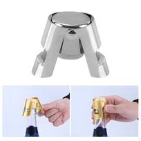 Champagne Sealer Bottle Cap Food Grade Leakproof Stainless Steel Sealing Plug for Cava A gray