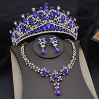 Violetiniai krištoliniai tiaros ir vėrinys, auskarai, karūna, nuotakos papuošalų rinkiniai, princesės, karalienės, nuotakos, vestuvinės suknelės, kostiumo aksesuarai gray