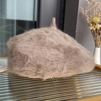 White Beret Winter New Women's Sweet Plush Hat Retro Fashion Warm Painter Hat one size chaki