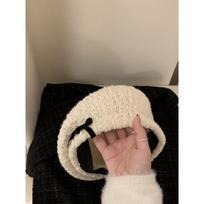 Bow lamb plush beret women's autumn and winter new painter hat show face small hat balta