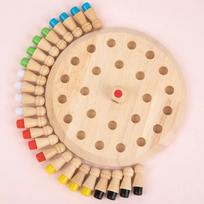 Kids Wooden Memory Match Stick Chess Game Fun Block Board Game Educational Color Cognitive Ability Toy For Children beige