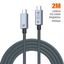40gbps thunderbolt4 type c 240w USB4 fast charging cable compatible thunderbolt 3 USB c data transfer cable 8K for MacBook Dock 2M gray