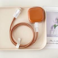 40W Protective Case for Apple 17Pro Charger: Solid Color Cable Protector brown