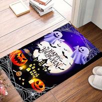 1pc Happy Halloween Area Rug, Slip-Resistant, Easy-Clean, Stain-Resistant, Perfect for Cozy Living Rooms, Bedrooms, Kitchens, Offices, and H 60cm by 90cm white