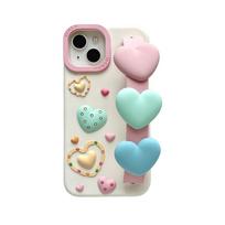 3D Cute Heart Cartoon Love Wristband Wrist Strap Phone Case for iPhone 17 16 15 14 13 Pro Max Soft Shockproof Cover Case iPhone17 Pro white