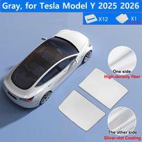 Car Sunroof Sunshade for Tesla Model Y Juniper 2026 2025 Glass Roof Sun Shade Skylight Blind Shading Net Anti-UV Protector Cover white