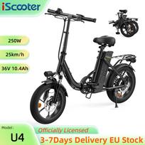iScooter U4 25KM/H Elektrinis dviratis 16  250W Variklis 36V10.4Ah Baterija Miesto E-dviratis Trys Greičiai Sulankstomas Elektrinis Dviračio U4 25KM/H juoda