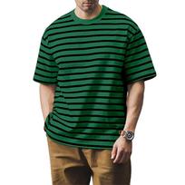 Men's Casual Striped T-Shirt, Short Sleeve Crewneck, Comfortable Cotton , Red and Black Stripes, Classic Fit XXXL black