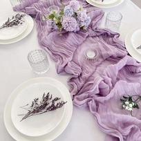 Semi-Sheer Gauze Table Runner Solid Color Tablecloth Luxury Table Cover  Wedding Decor L violetinė