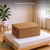 80L rotango laikymo dėžė, didelis plastikinis organizatorius su dangčiu, drabužiams po lova L Coffee 43x33x17cm XL beige