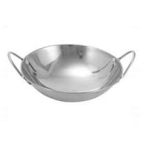 Extra Thick Stainless Steel Double-Handle Round-Bottom Wok and Hot Pot Stove Basin white