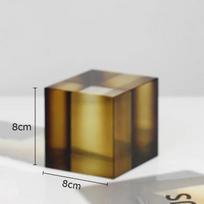 Geometric Graded Crystal Cube Ornaments Transparent Minimalism Square Crystal Statue Desk Decoration Glass Crafts Sculpture brown