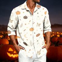 Men's Casual Long Sleeve Halloween Print Shirt for Spring and Fall M balta