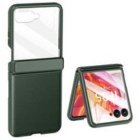 Motorola Razr 50 Ultra Slim Leather Case with Glass, Green