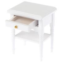 1Pc Dollhouse Miniature White Bedside Table 1/12 Mini Simulation Bedside Cupboard Doll House Room Furniture Decor Accessories gray