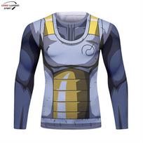 Sporto kompresiniai marškinėliai vyrams Anime GOKU Cosplay kostiumas T-shirt Greitai džiūstantys Long Sleeve Fitneso Kūno rengybos Treniruočių Sportiniai marškinėliai M gray