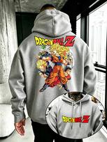 Dragon Ball Z Men's Hoodie Z Team Anime Sweatshirt High Quality Warm Autumn Winter Pullover Casual Streetwear Top XL gray