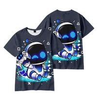Astro Bot Anime Moteriški vyriški marškinėliai Grafiniai marškinėliai Animaciniai filmai su spaudiniais O formos iškirpte Negabaritiniai trumpomis rankovėmis Madingi Vyriški drabužiai Gatvės drabužiai XXS pilka