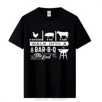 Vištiena Kiaulė Karvė Įeina į BBQ Kepimo Juokingi Marškinėliai Vyrams Vasaros Medvilniniai Harajuku Trumpomis Rankovėmis Apvalia Kaklo Gatvės Stiliaus Juodi Marškinėliai 4XL gray
