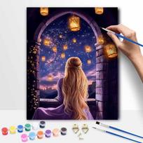 Disney Pasakiškas Rapunzelis dangaus žibintas aliejinė tapyba rankų darbo tapybos rinkinys pasidaryk pats namų kambario dekoracija dovana 50x70cm blue