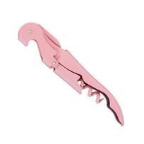 Nešiojamas klasikinis dvigubas vyno padavėjo butelio atidarytuvas su kamščiatraukiu ir bumerangu pink