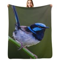 Australian Superb FairyWren Throw Blanket All Season Lightweight Soft Blanket for Bed 102x76cm(40x30in) blue
