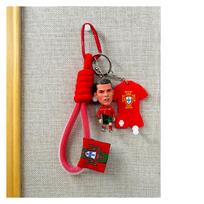 Argentina Messi Portugal C Ronaldo Doll Keychain, Neymar Harland Jersey Keychain Pendant red