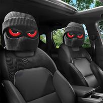 Red-Eyed Bandit Mask Car Headrest Covers, Knit, Unisex, Easy To Install and Wash 1pc black