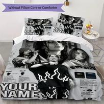 Individualizuotas pavadinimas Billie Eilish rašto patalynė, antklodžių komplektas, antklodės užvalkalas, pagalvės užvalkalas, namų gimtadienio dovana(1 * antklodės užvalkalas + 2 * pagalvės užvalkalai, be šerdies)_lx 220x240cm