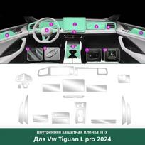 For Volkswagen Tiguan L Pro VW 2024 2025 TPU Protective Film Clear Interior Center Console Gear Panel Anti-scratch Accessories Central Control / for Tiguan L gray