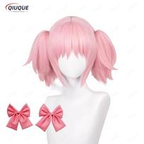 Kaname Madoka cosplay has 2 wig styles pink ponytail heat-resistant synthetic hair women's style wig+wig cap One Size pink