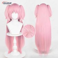 Kaname Madoka cosplay has 2 wig styles pink ponytail heat-resistant synthetic hair women's style wig+wig cap One Size white