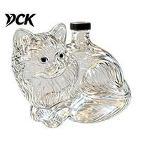 Decorative Glassware for Tavern Cute Kitten Shaped Whisky Decanter, High Borosilicate Glass Artistic Animal Wine Bottle Alcohol Storage Container Home B white