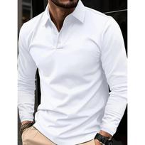 Vyriški ilgomis rankovėmis polo marškinėliai, slim fit, idealiai tinka laisvalaikiui ir kasdienai L white