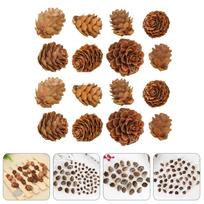 100 vnt. Mini pušies kankorėžių Dirbtinės Kalėdų eglutės dekoracijos Rustic namų biuro šventiniai reikmenys Augalai Šventiniai papuošalai Medžiaga 2X2CM brown
