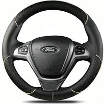 Automobilio vairo apdangalas Ford Fiesta Ecosport B-MAX Ka(Ka+) Tourneo Courier „Pasidaryk pats“ Rankomis siūtas Juodas PU Mikropluošto Oda Beige round
