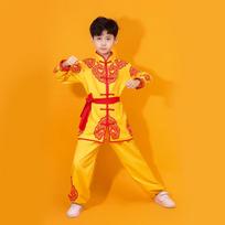Kinų Kung Fu Uniforma Ketur Seasons Kolekcija Vaikams Pasiruošimas Wushu Rinkinys Berniukui Apykaklė Ilgomis Rankovėmis Marškiniai + Kelnės Tai Chi Mergaitei Dviejų Dalių Rinkinys 150 orange