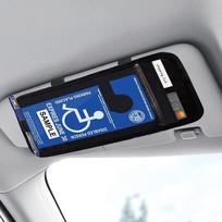 Neįgaliojo ženklo laikiklis automobiliui, neįgaliojo stovėjimo leidimo ženklo apsauga, skirtas automobilio saulės skydeliui, su užrašų popieriaus lizdu ir rašiklio laikikliu A1 blue