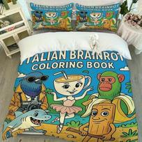 3pcs Italian Brainrot Coloring Book Duvet Cover Set - Ultra-Soft And Comfortable Duvet And Pillowcases Available in Various Size Duvet Cover Set&EU Single(135x200cm) blue